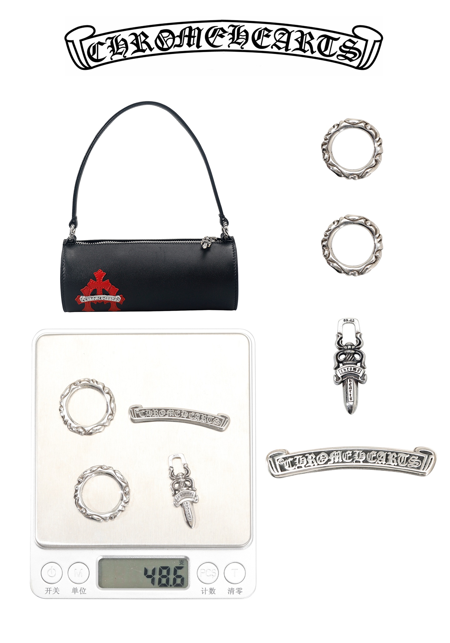 CH｜Grinds Bag, Black and Red, Cylindrical Bag