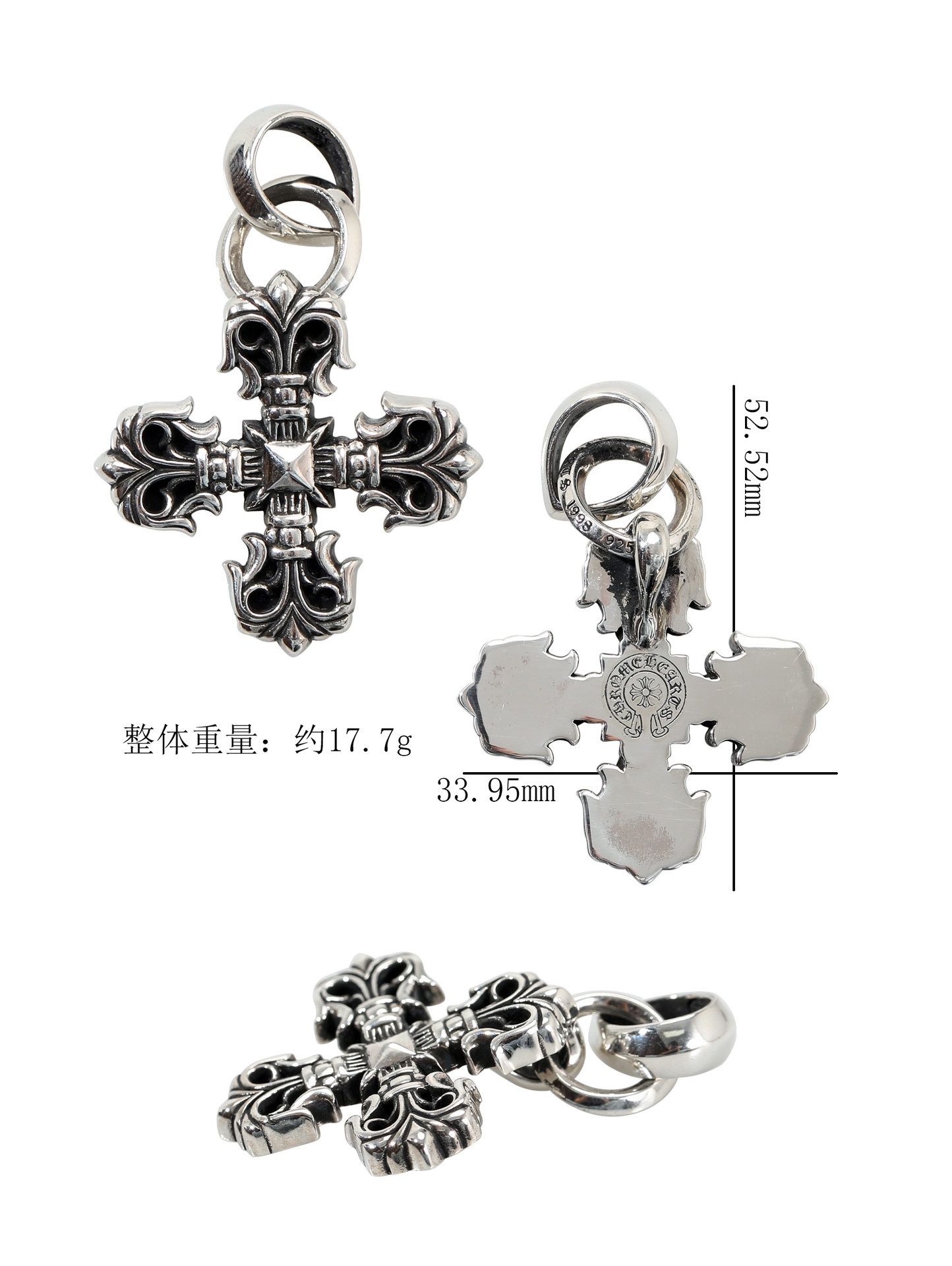 CH Square Cross Flower Pendant [Weight approx. 17.7g]