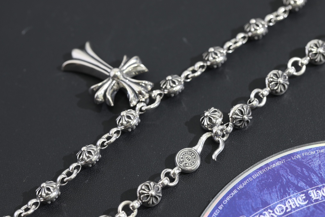 CH▫️ Cross Bead + Cross Pendant Necklace (Total Length 57cm)