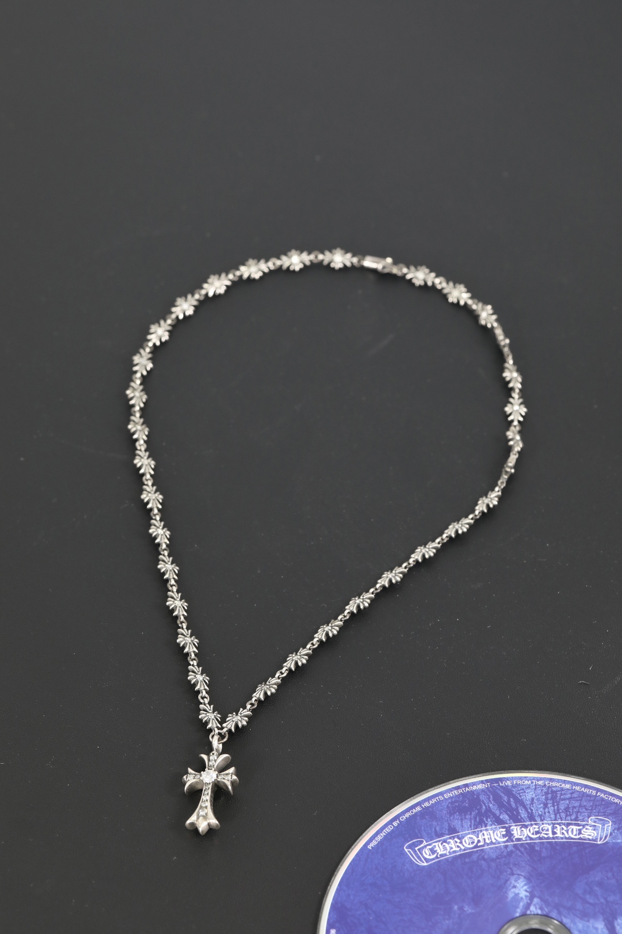CH Necklace with Diamond Pendant + Small Cross Diamond [Total Length 46cm]