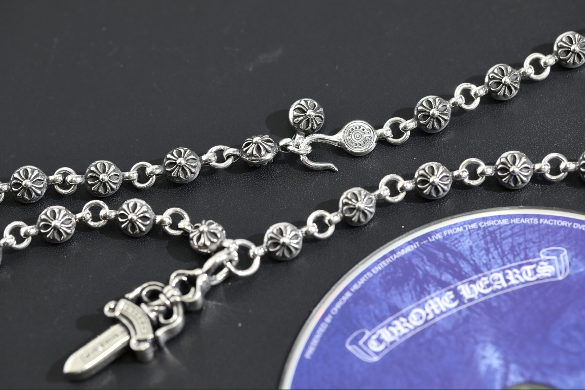CH｜Dagger-shaped fixed cross bead necklace 【Total length 53cm】