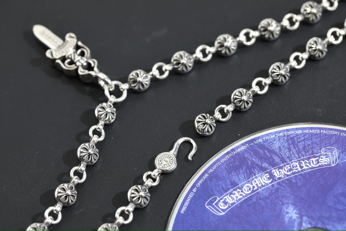 CH｜Dagger-shaped fixed cross bead necklace 【Total length 53cm】