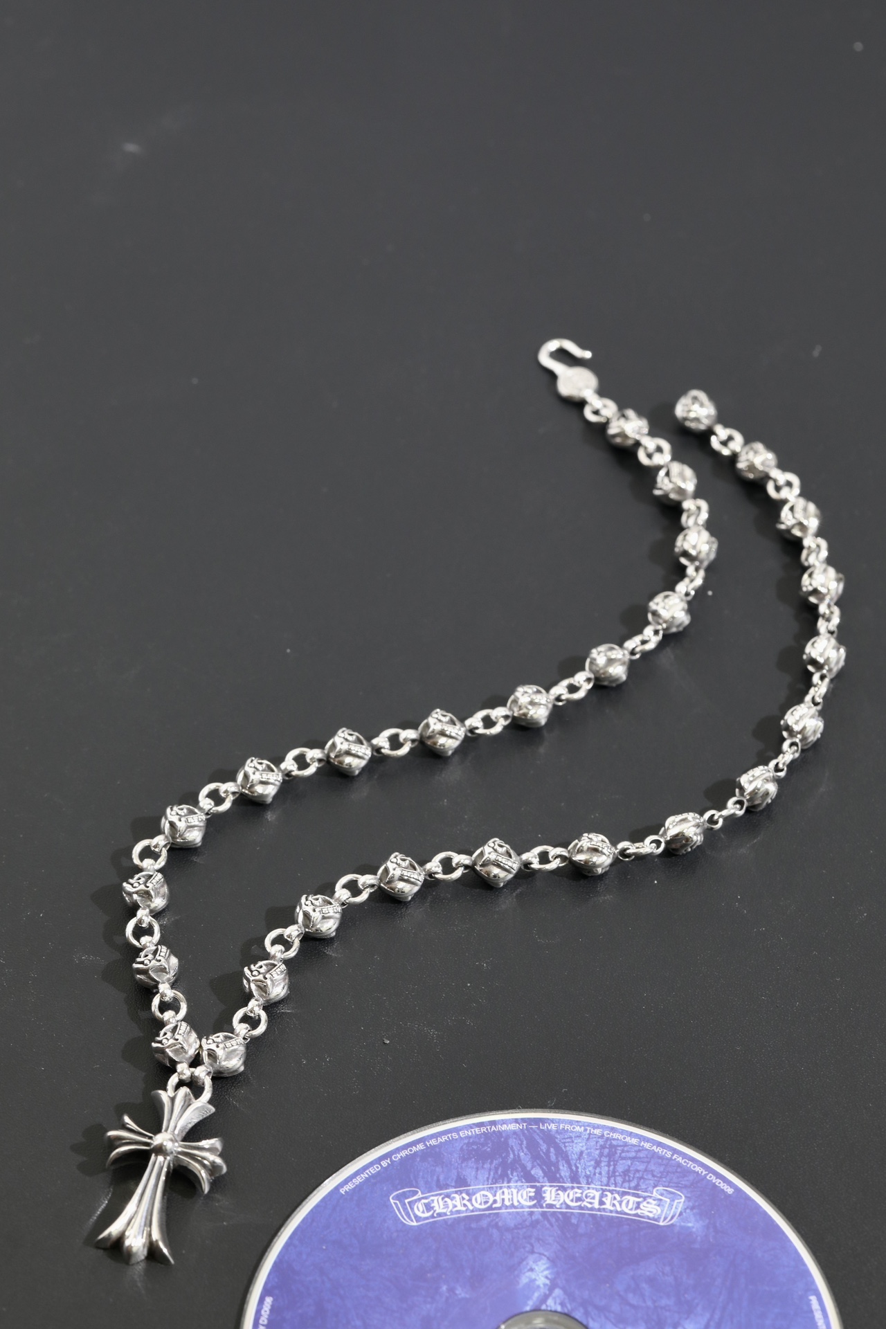 CH Cross-shaped Dragon Head Bead Necklace (58cm)