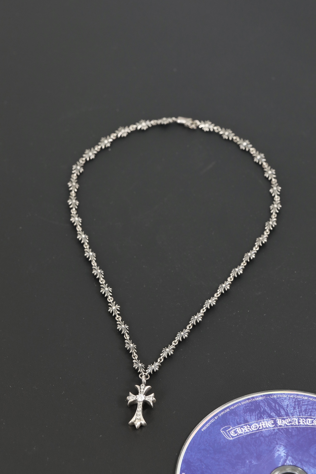 CH cross pendant with diamonds + small cross necklace [Total length 48cm]