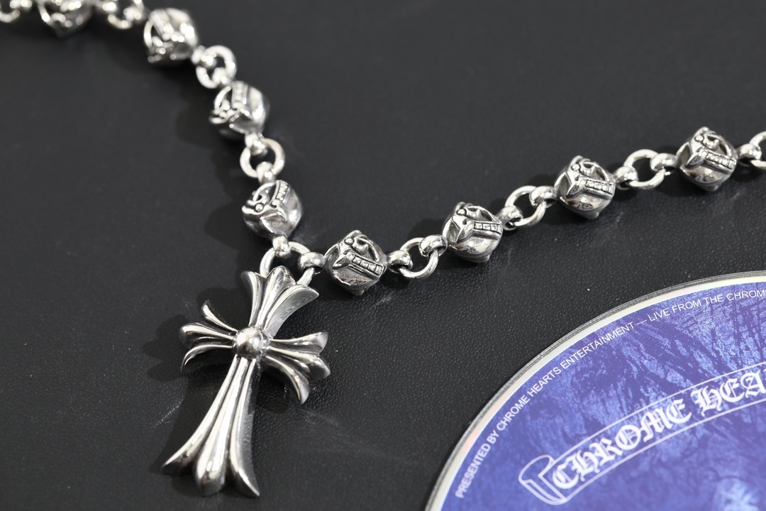 CH Cross-shaped Dragon Head Bead Necklace (58cm)