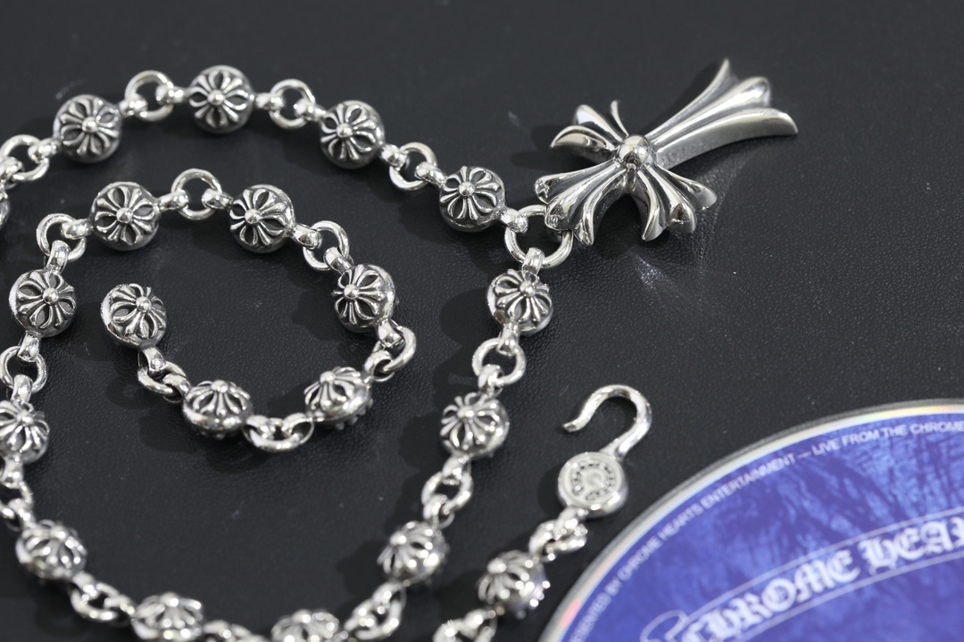 CH▫️ Cross Bead + Cross Pendant Necklace (Total Length 57cm)