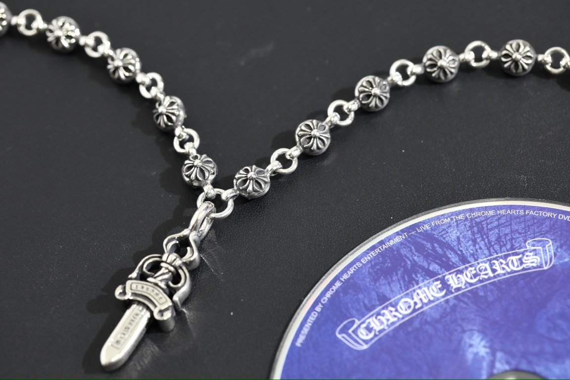 CH｜Dagger-shaped fixed cross bead necklace 【Total length 53cm】