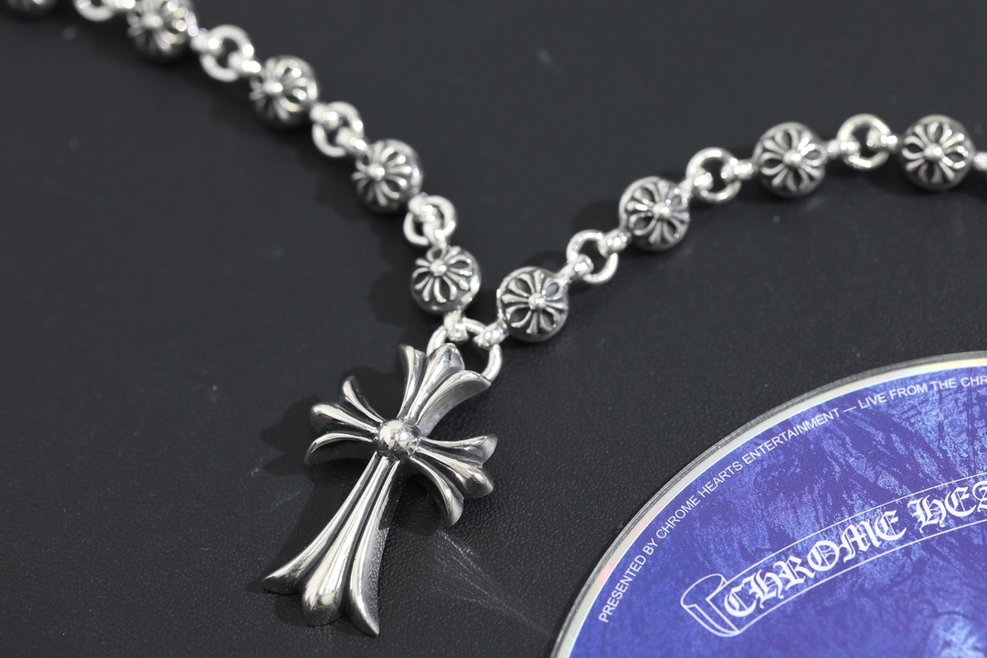 CH▫️ Cross Bead + Cross Pendant Necklace (Total Length 57cm)