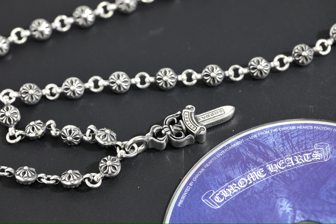 CH｜Dagger-shaped fixed cross bead necklace 【Total length 53cm】