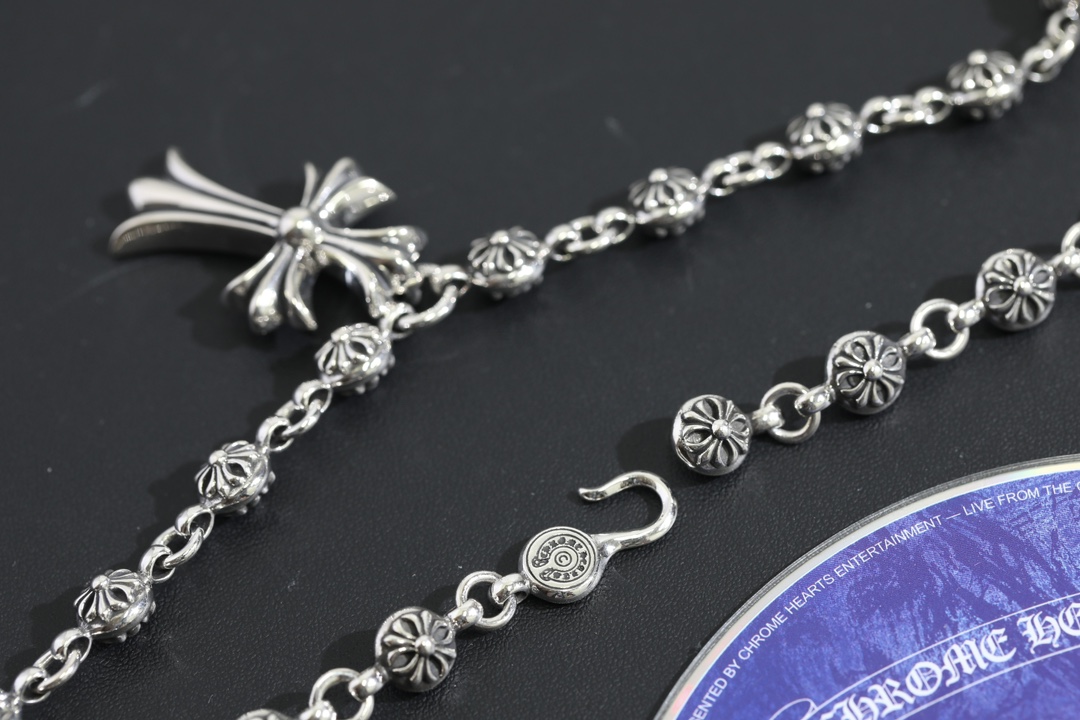 CH▫️ Cross Bead + Cross Pendant Necklace (Total Length 57cm)