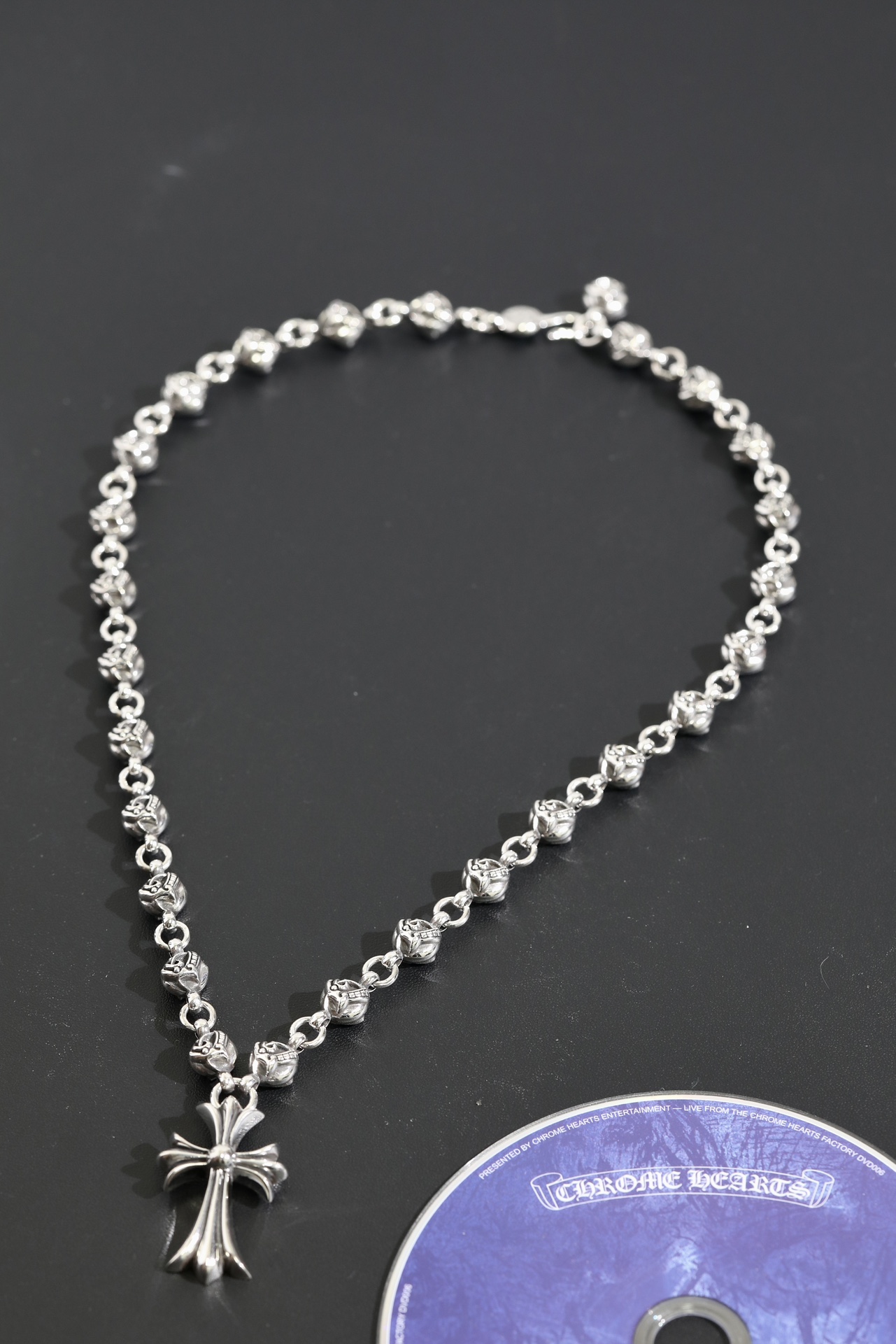 CH Cross-shaped Dragon Head Bead Necklace (58cm)