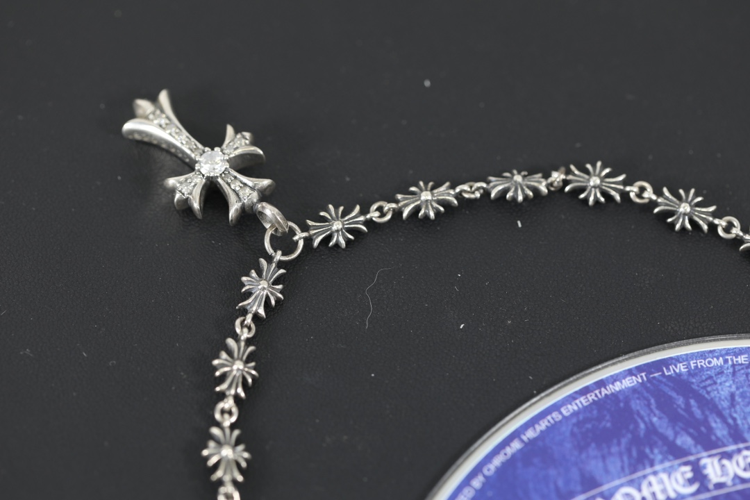 CH cross pendant with diamonds + small cross necklace [Total length 48cm]