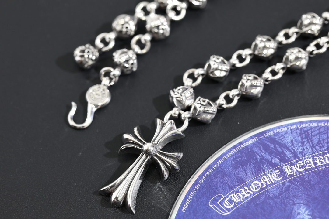 CH Cross-shaped Dragon Head Bead Necklace (58cm)