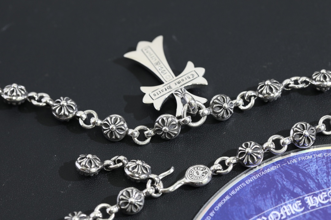 CH▫️ Cross Bead + Cross Pendant Necklace (Total Length 57cm)