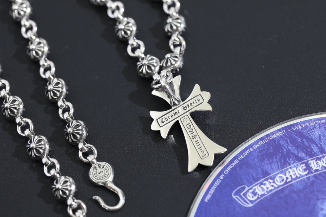 CH▫️ Cross Bead + Cross Pendant Necklace (Total Length 57cm)