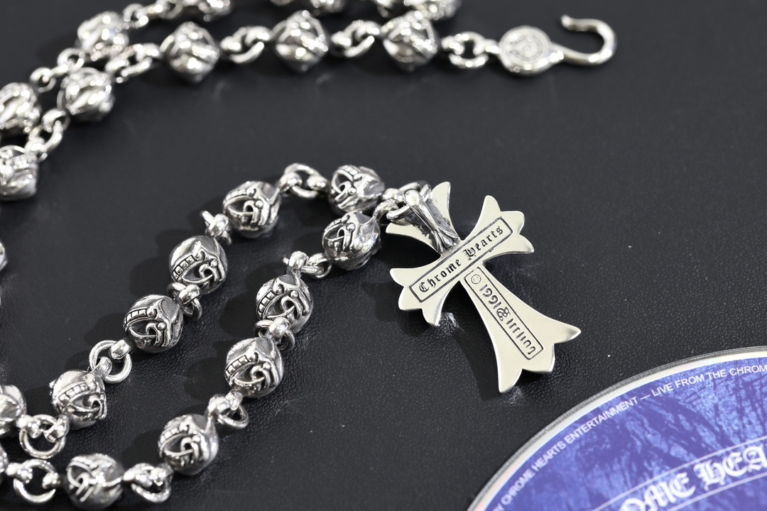 CH Cross-shaped Dragon Head Bead Necklace (58cm)