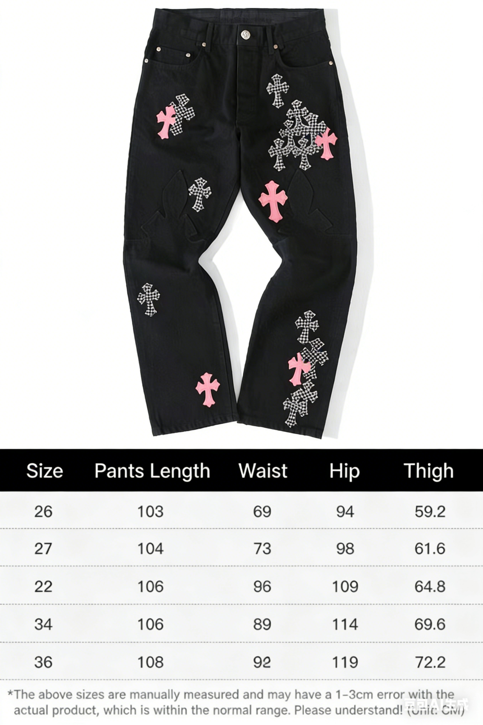 Pink Cross Checkered Flame Pants. This style has been developed over six months with significant investment, as it truly takes time to understand the details of these pants! So many people have asked about them. I believe those who buy from us aren't