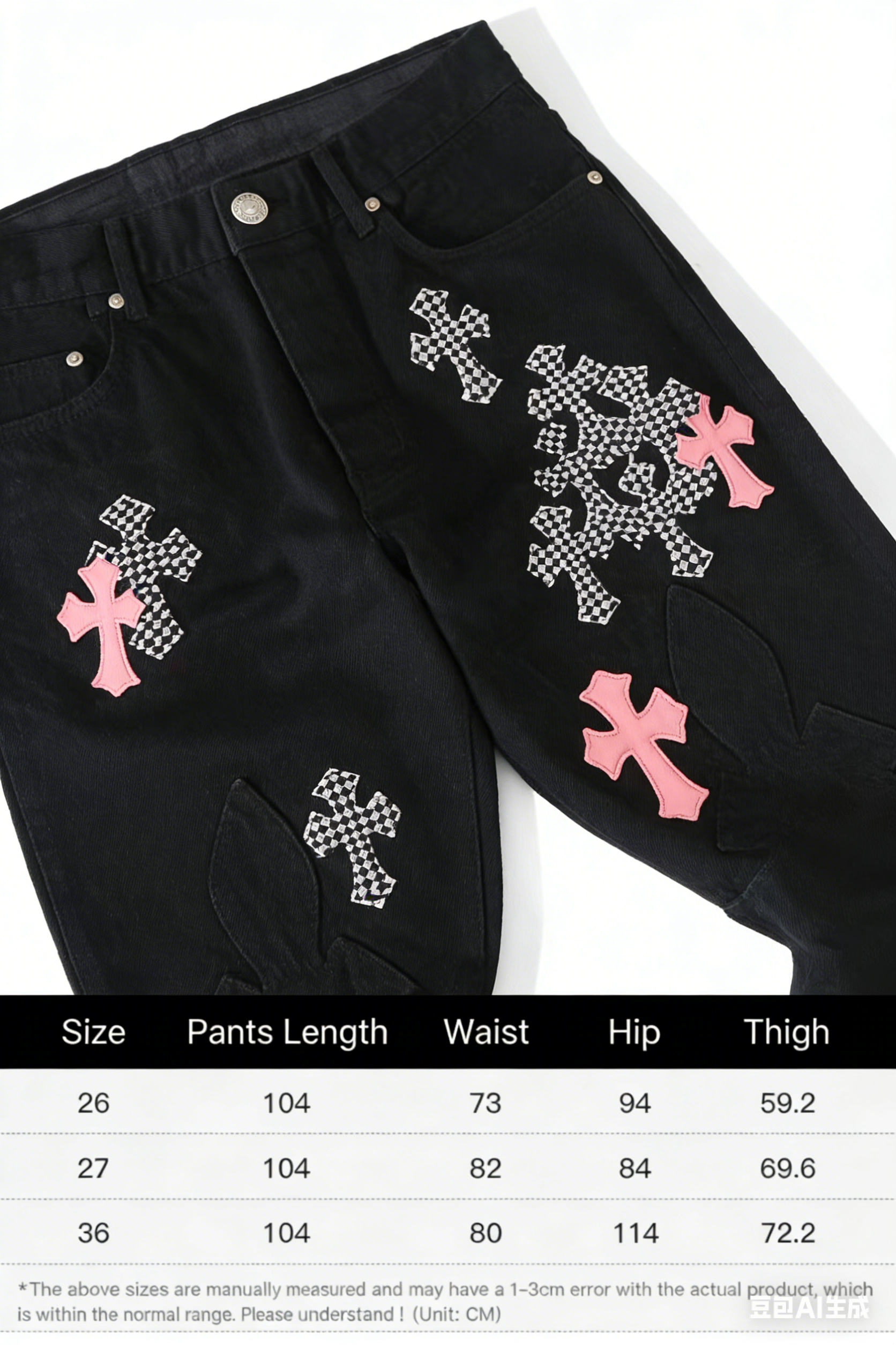 Pink Cross Checkered Flame Pants.