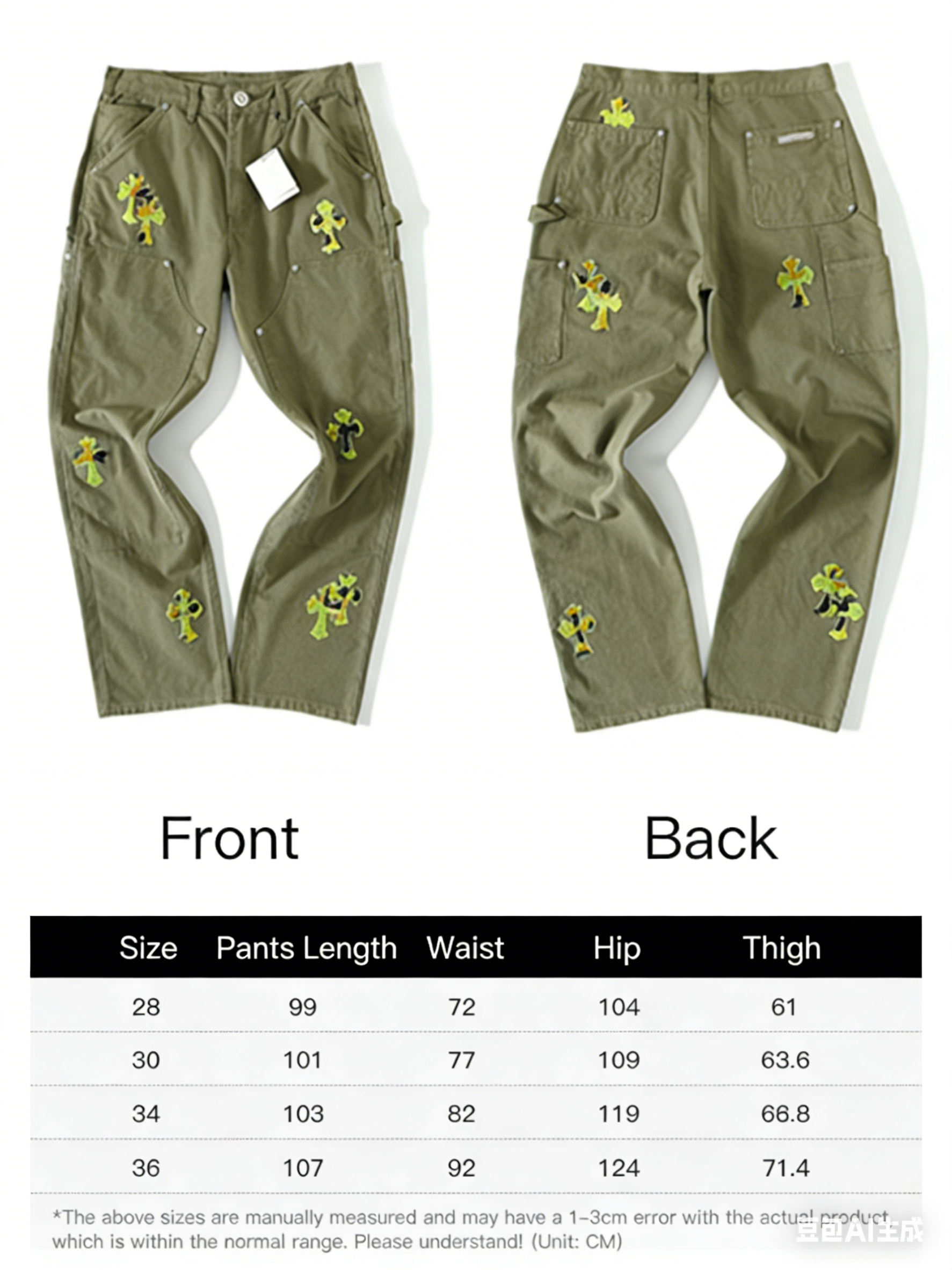 CH Leopard Print Military Green Cargo Pants, a VVIP exclusive. The leopard print is made from a special horsehair material. The fabric is also the same B01 cargo pants fabric, which undergoes 4-5 heavy washing and distressing processes. Finally, a ho