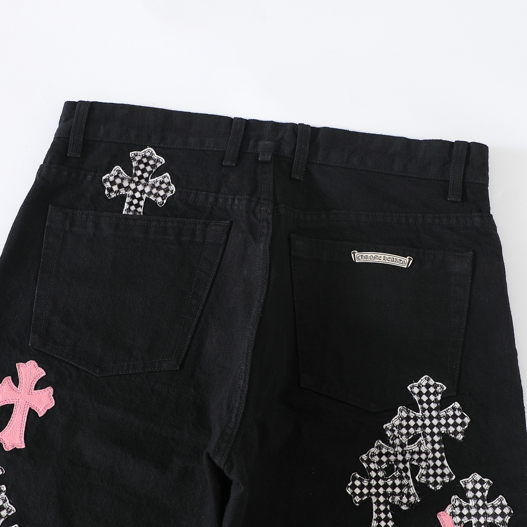Pink Cross Checkered Flame Pants.