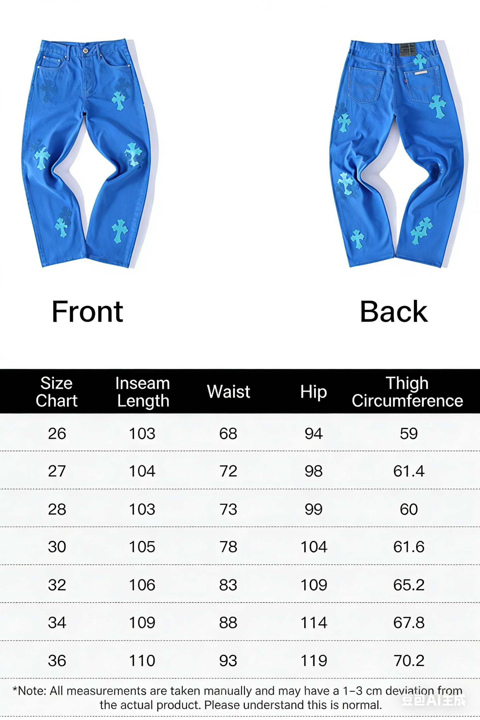 CH London Exclusive Blue City-Limited Jeans: These jeans are undeniably stylish and unique, their rarity speaks for itself. Made with a special original denim fabric, identical to Vintage 501, they undergo a special hand-finishing process and three w