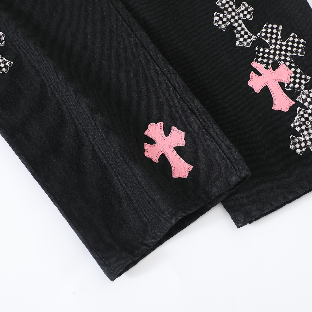 Pink Cross Checkered Flame Pants.