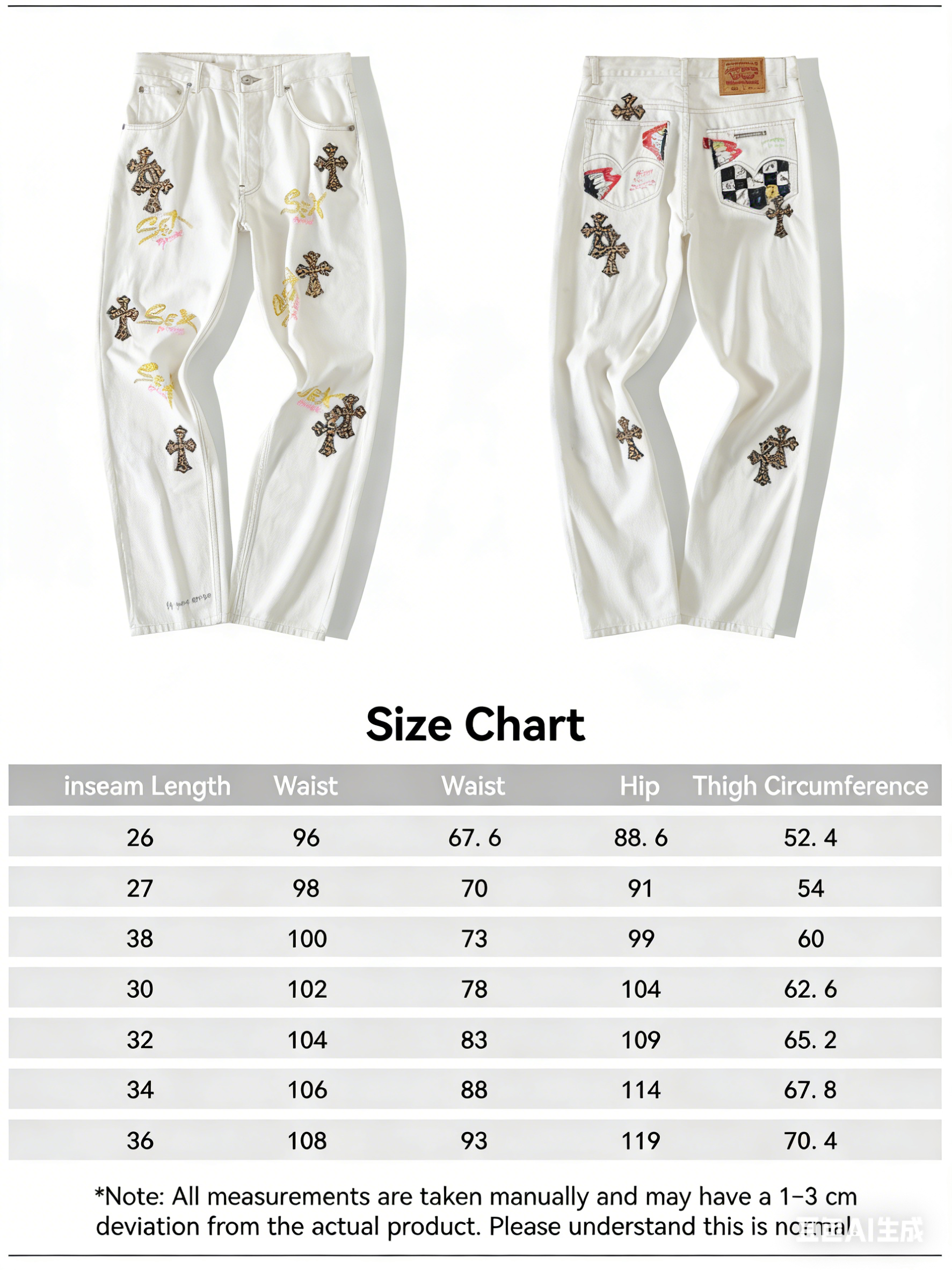 CH Chrome Hearts Leopard Print Cross Hand-Painted Graffiti Limited Edition JeansWe've released men's and women's versions of this jeans, as they look great on women too!As everyone knows, hand-painted signatures are limited editions and extremely