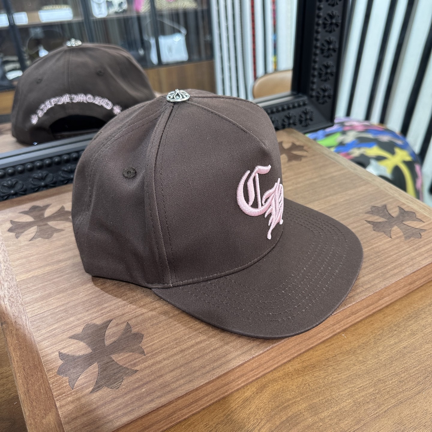 CH Crocin Brown-Pink Embroidered Logo Sanskrit Baseball Cap