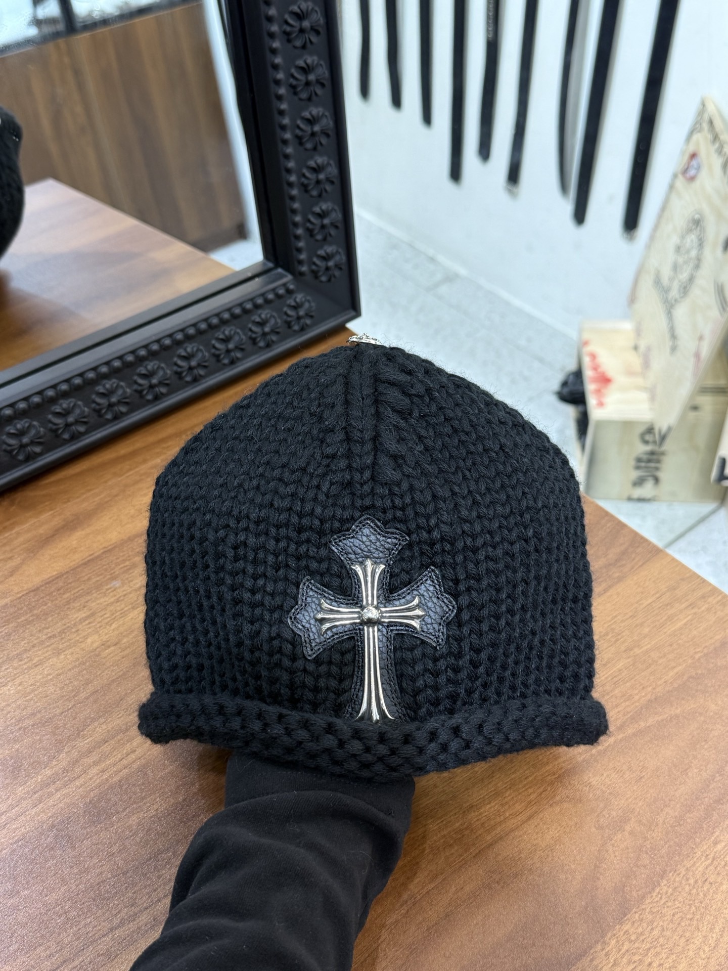 CH Cross Silver Bracelet with Leather Cold Hat