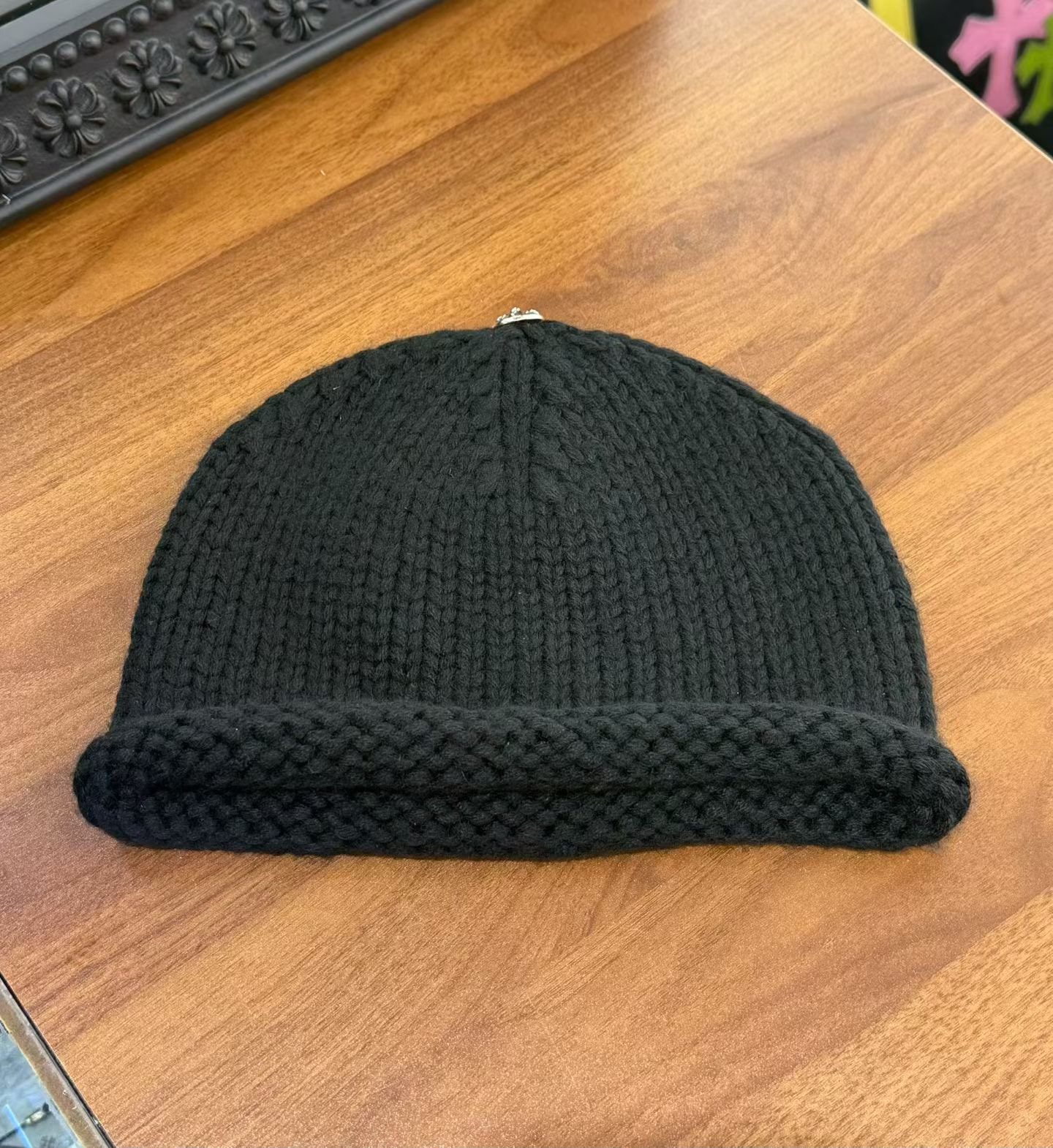 CH Black 100% Goat Hair Knitted Cold Hat.