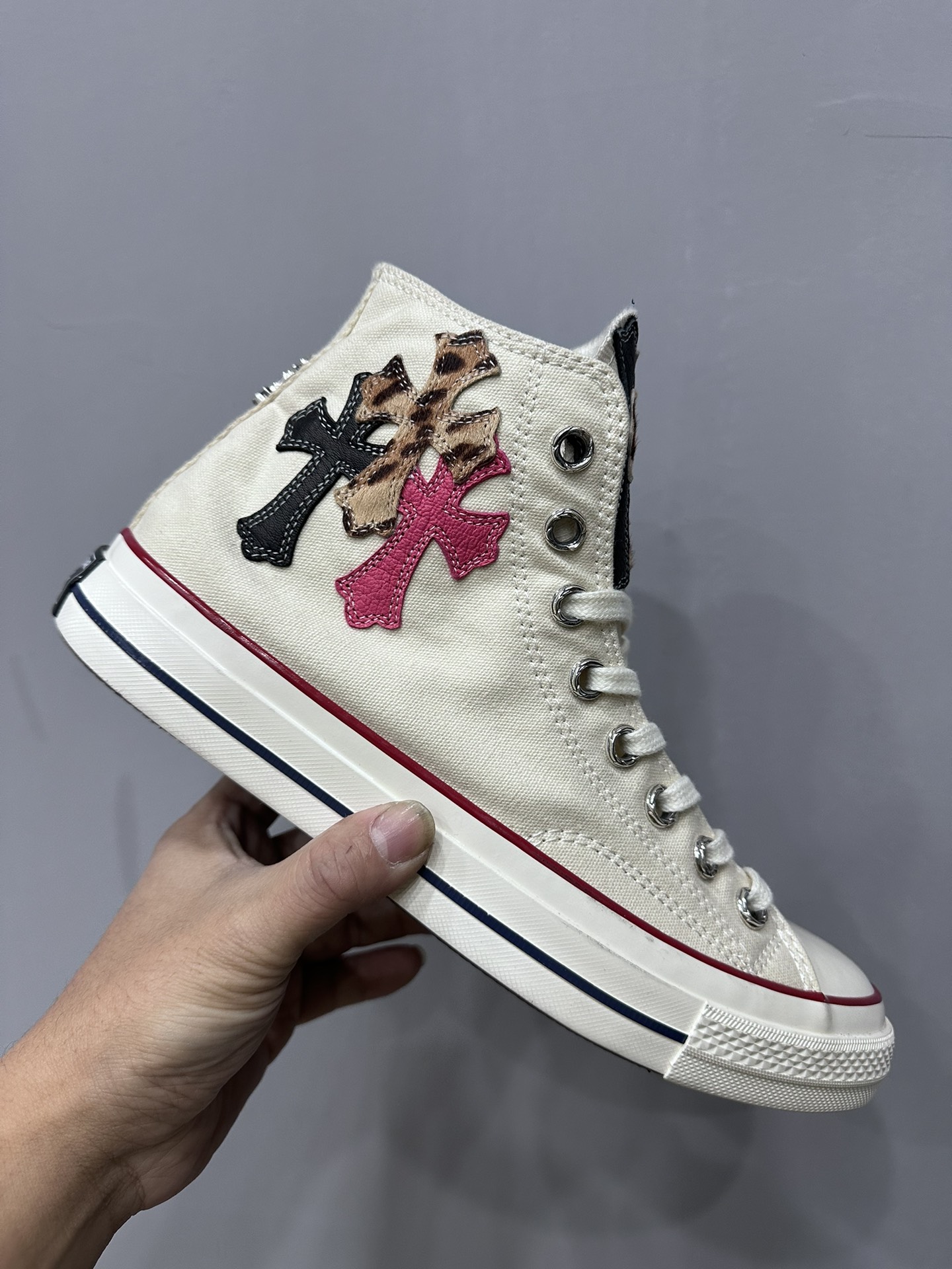CH Chrome Hearts x Converse 1970s colorful patchwork 4G canvas shoes. Sizes: 36-45