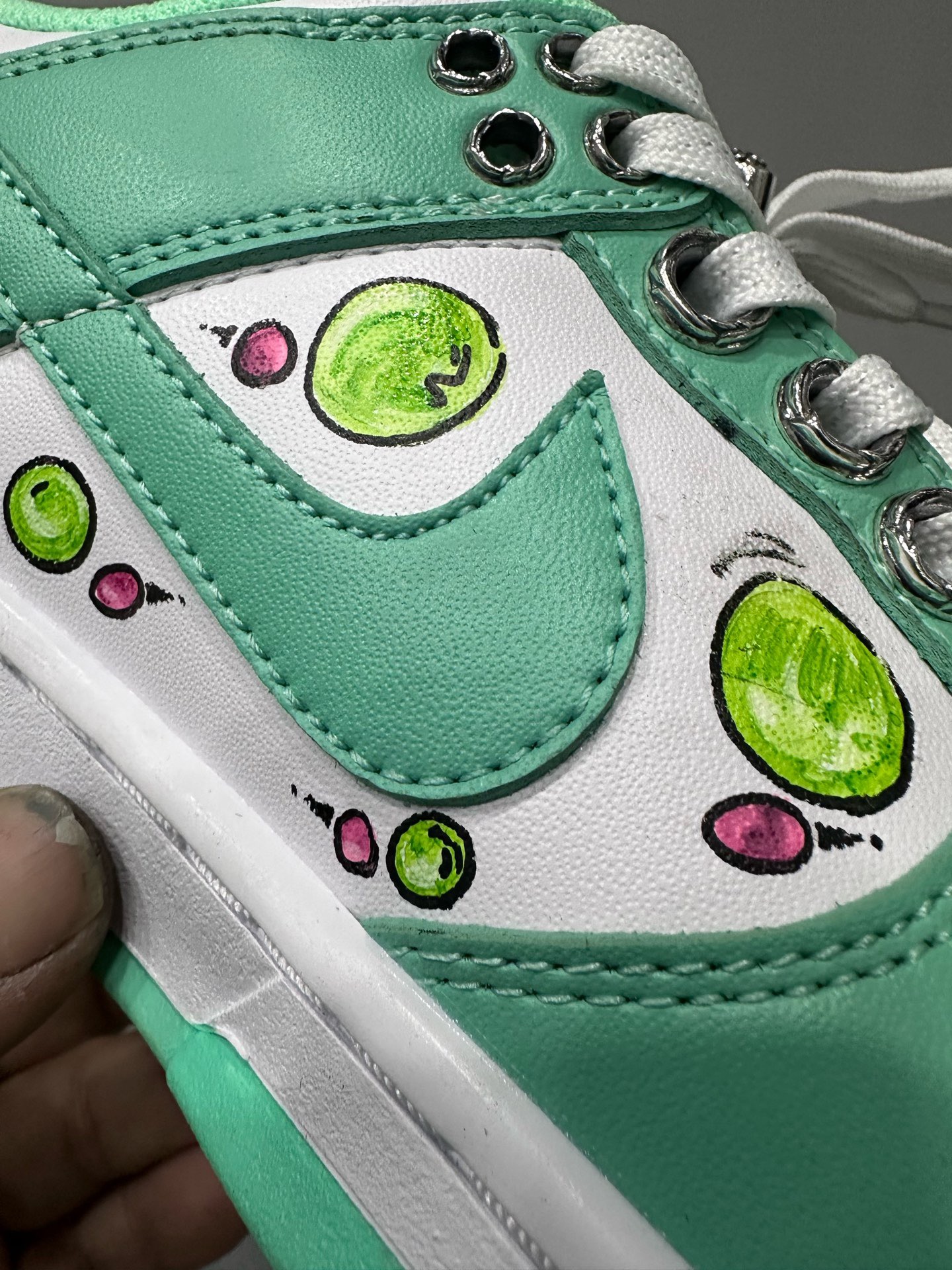 CH x Nike Dunk low x Matty boy - Light green all-hand-painted graffiti low-top sneakers