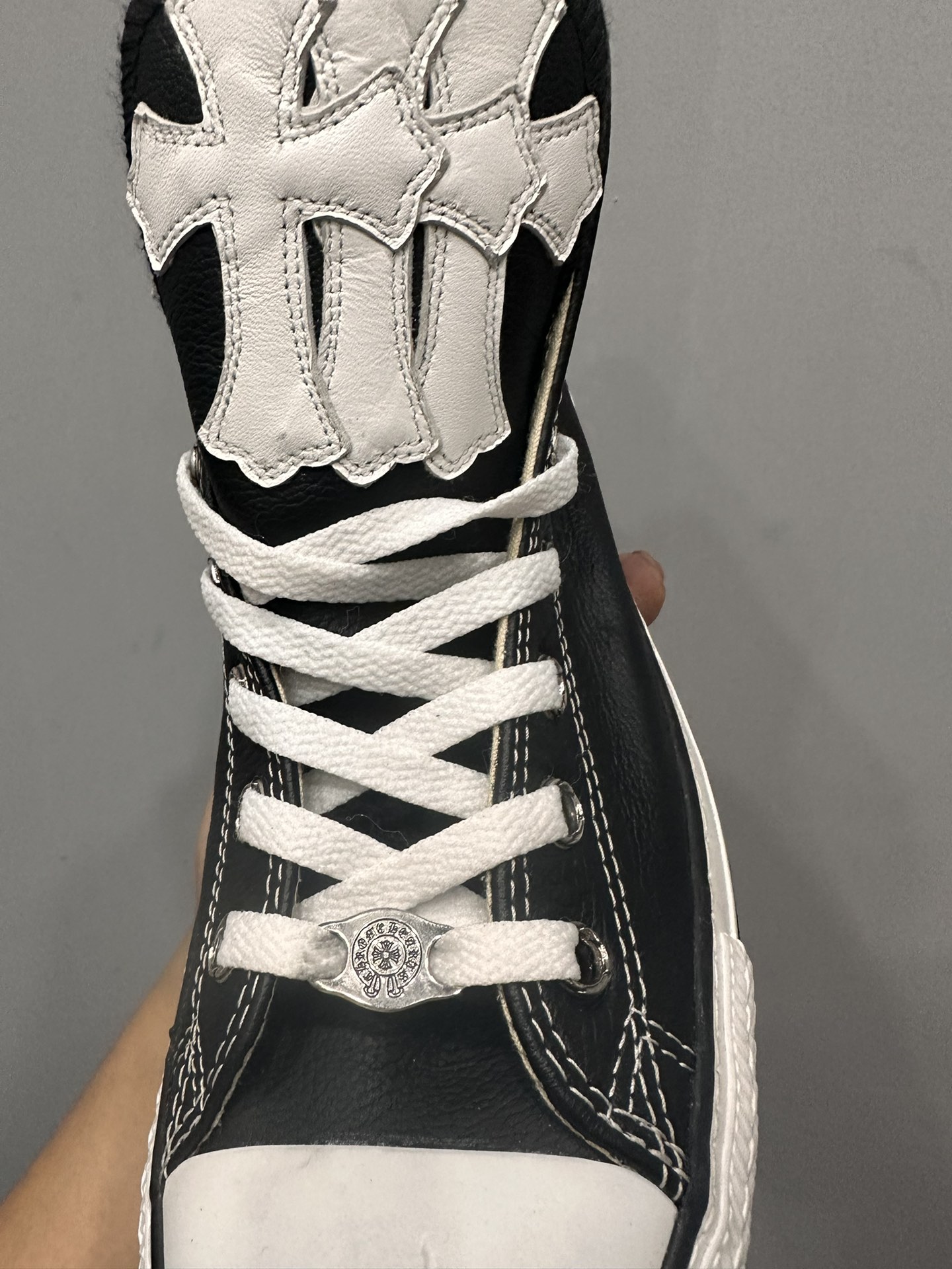 CH Chrome Hearts x Converse 1S581 classic vintage All-Star authentic leather high-top sneakers. Sizes: 36-44