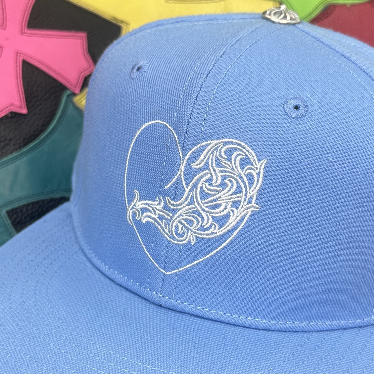 CH Blue and White Embroidered Heart Baseball Cap