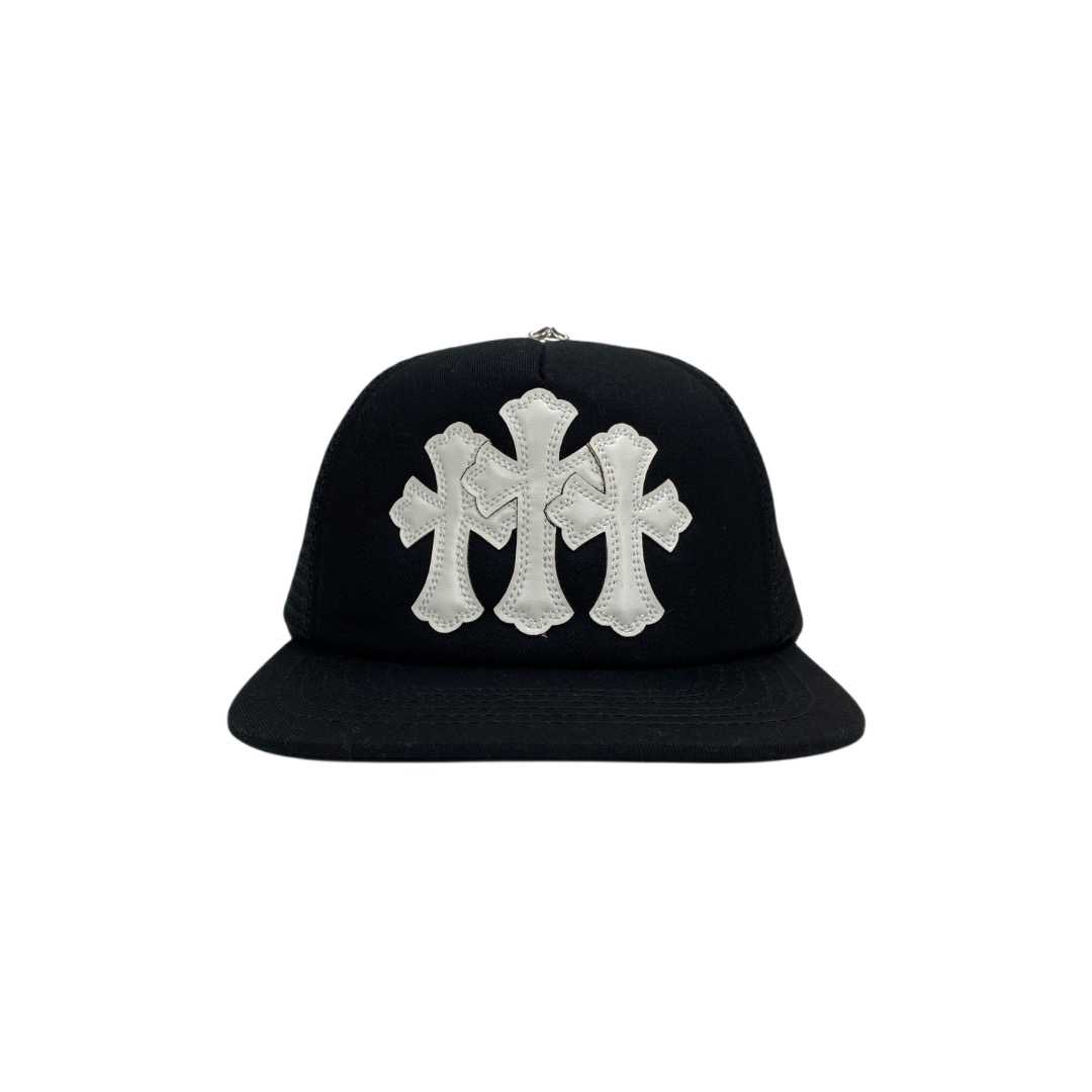 CH white baseball cap with three crossed stripes