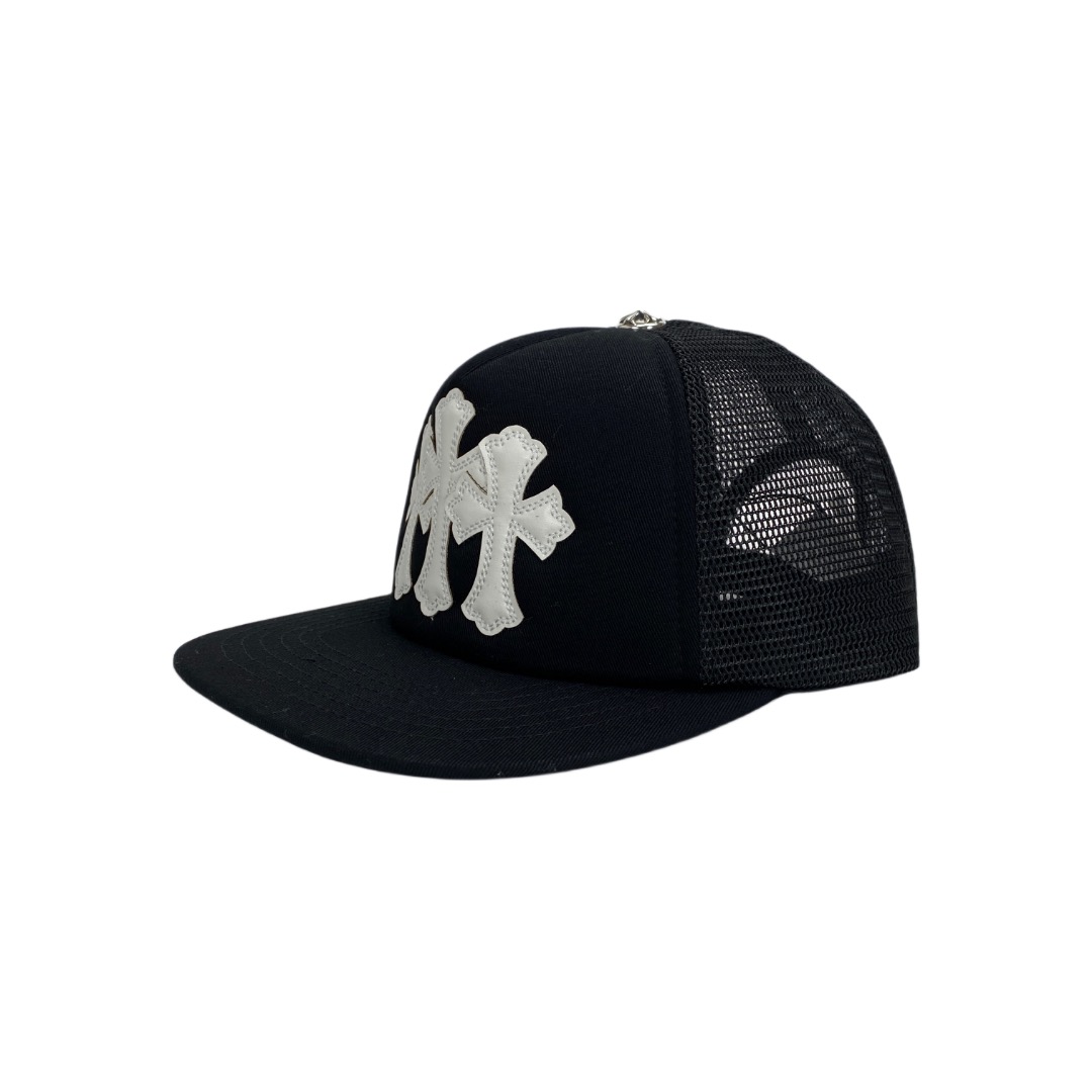 CH white baseball cap with three crossed stripes