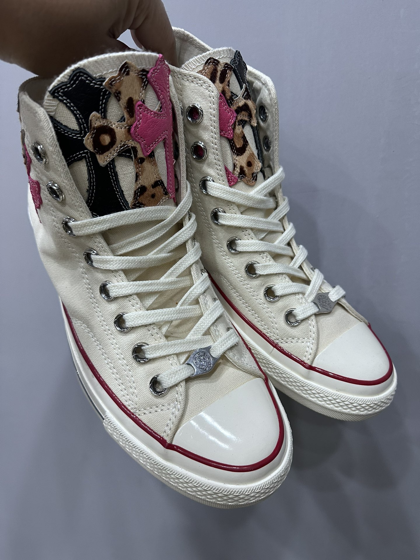 CH Chrome Hearts x Converse 1970s colorful patchwork 4G canvas shoes. Sizes: 36-45