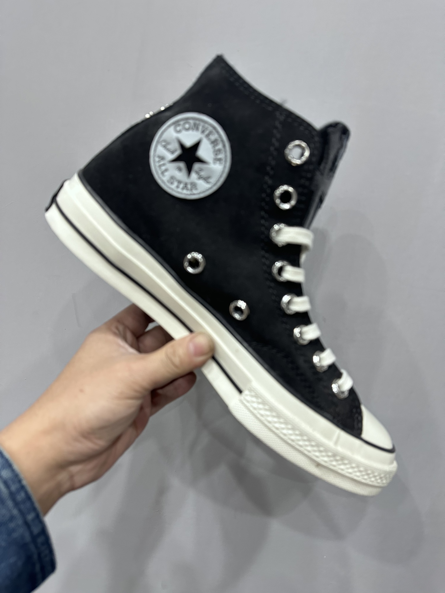CH Chrome Hearts x Converse Black Suede and Starry Sky Leather 1970s High-Top Sneakers. Sizes: 36-44