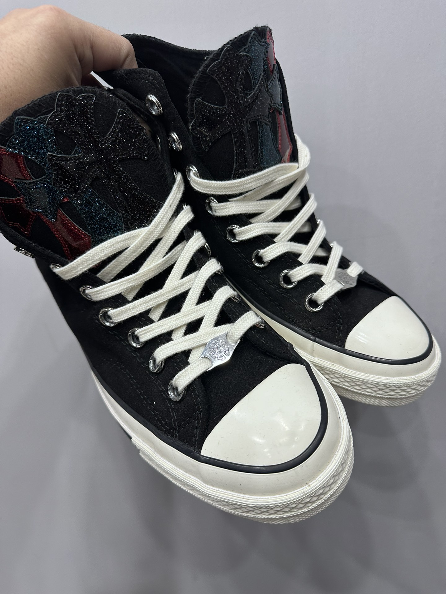 CH Chrome Hearts x Converse Black Suede and Starry Sky Leather 1970s High-Top Sneakers. Sizes: 36-44