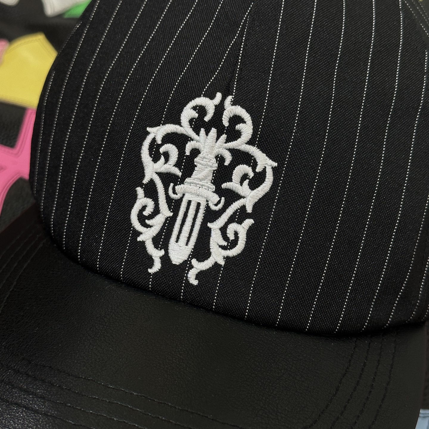 CH Striped Leather Cap