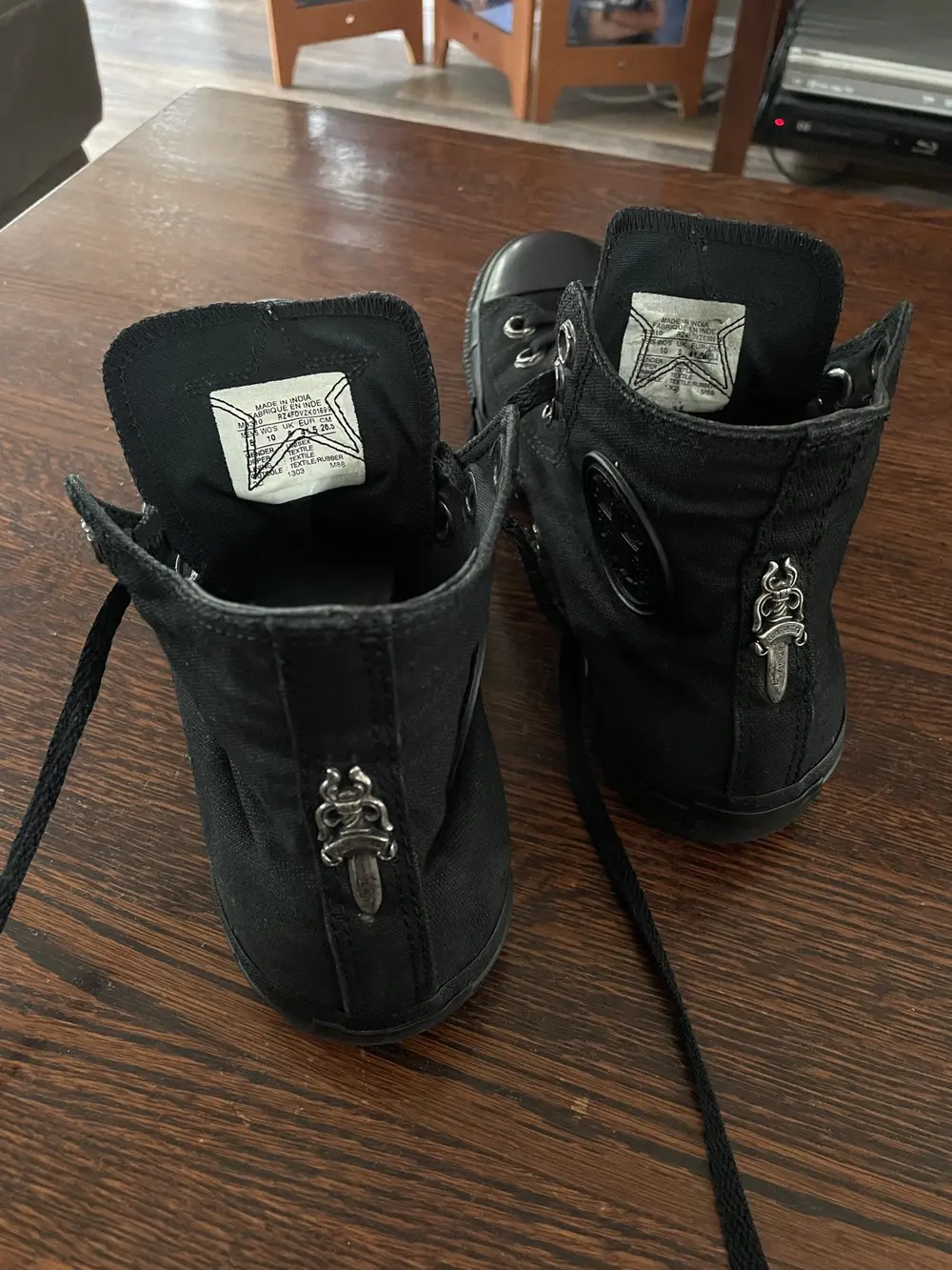 CH Chromehearts - Sword, Dagger, Star-patterned Leather Canvas Black Warrior Sneakers