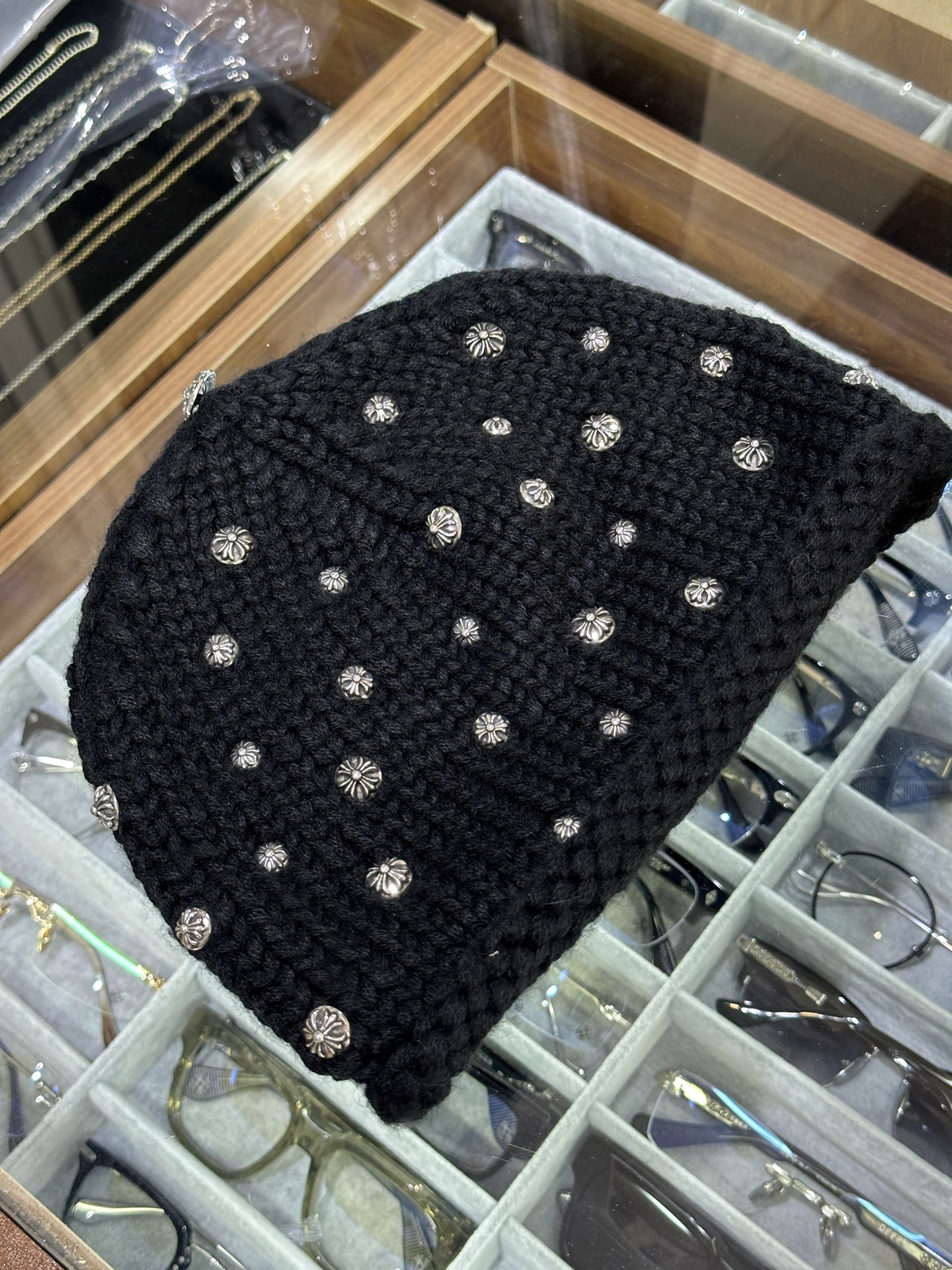 CH Black Cashmere Knitted Cold Hat - 925 Sterling Silver - Same as GD Style