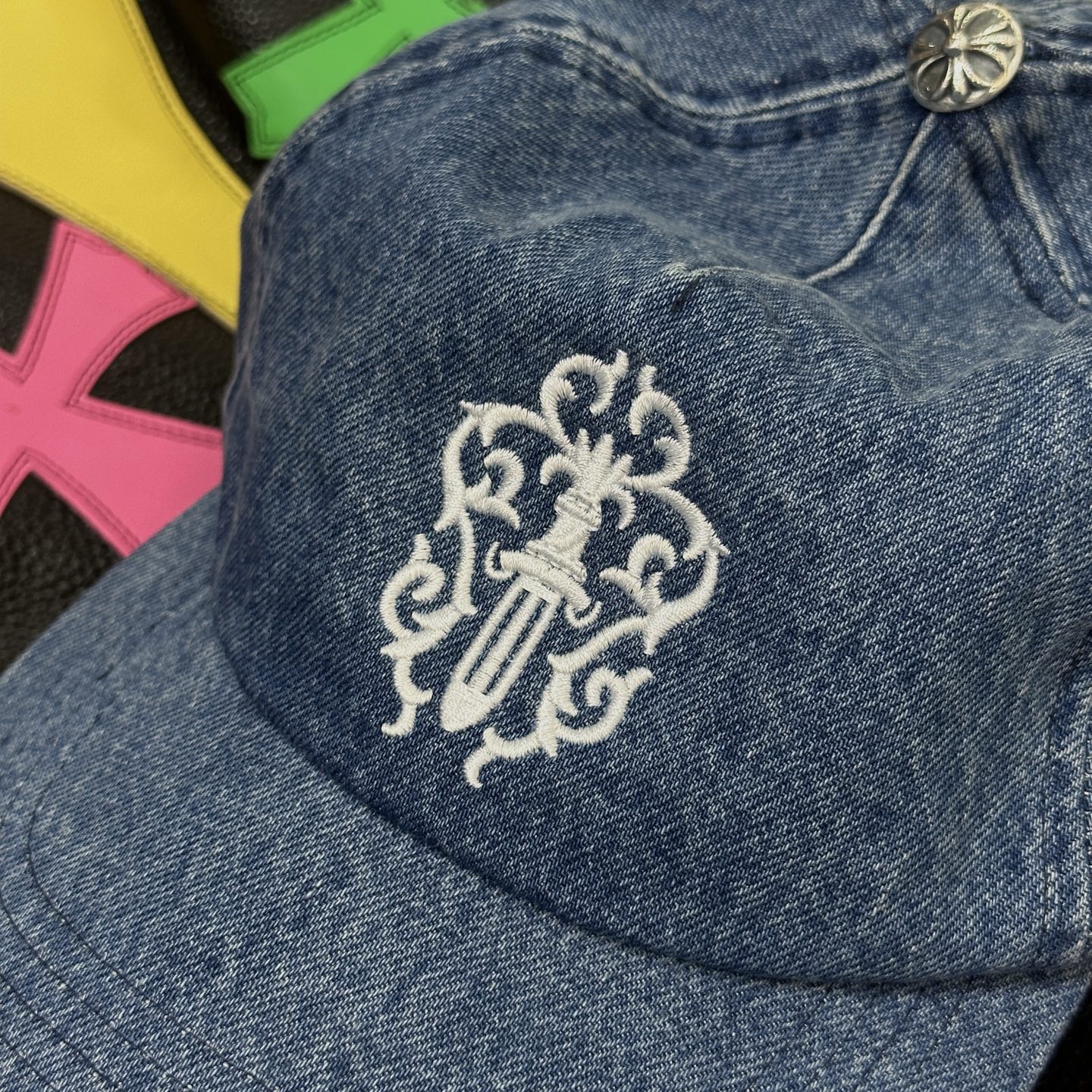 CH Sword Embroidered Denim Cap - Croc Vine Sword Beanie Cap