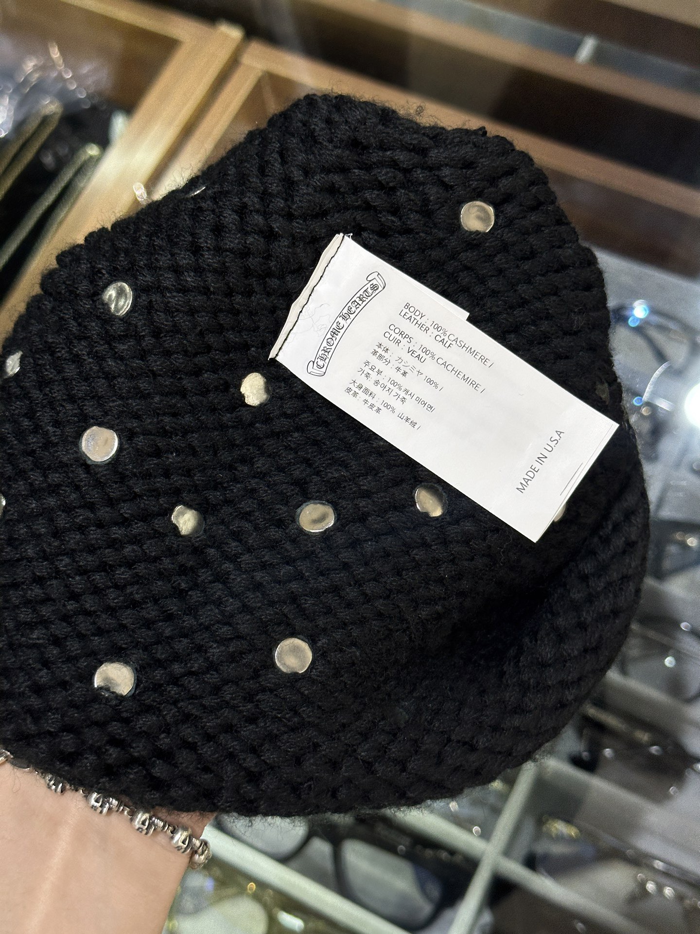 CH Black Cashmere Knitted Cold Hat - 925 Sterling Silver - Same as GD Style