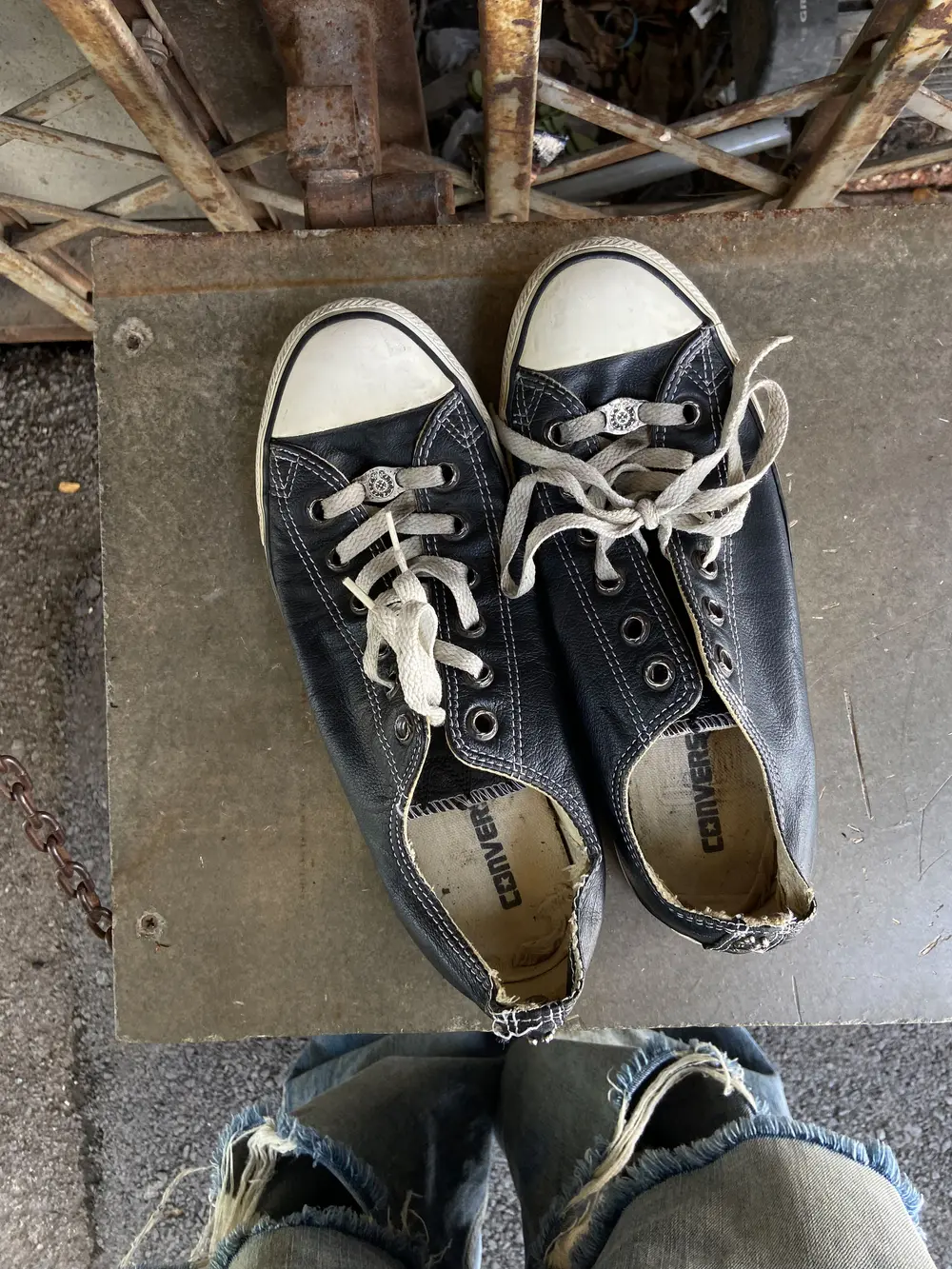 CH Chromehearts × Converse Sword, Dagger, Star, and Cross Patchwork Black Converse Low-Top Leather Sneakers