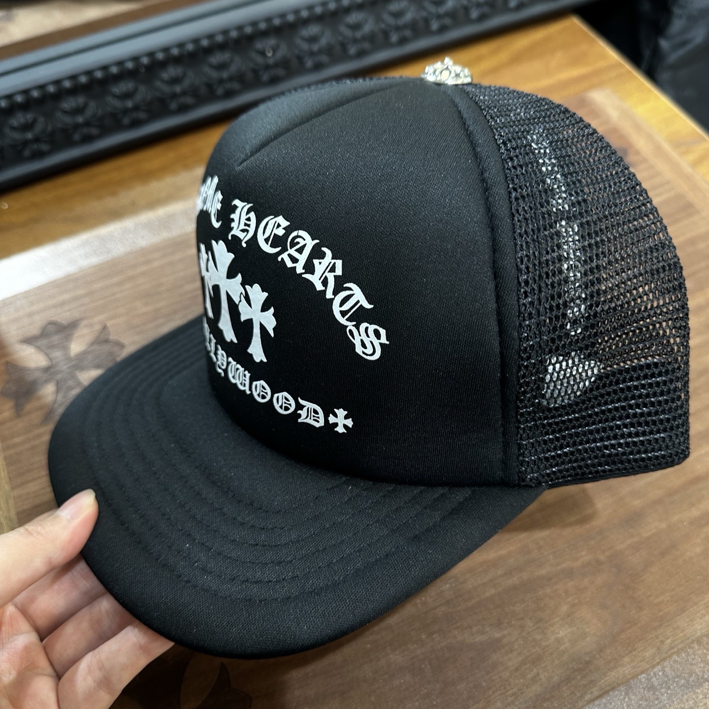 CH Three crosses in black and white font printed baseball cap