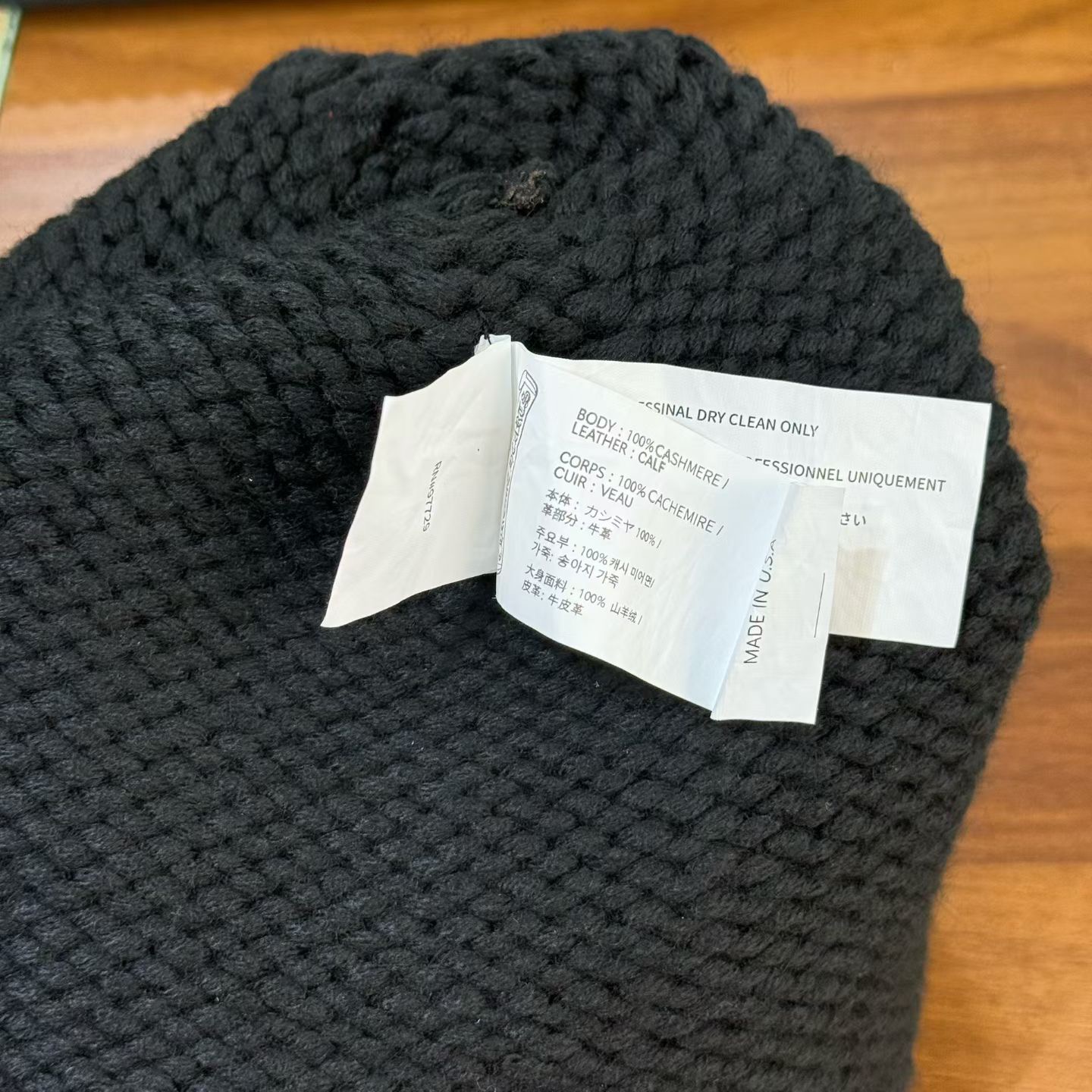 CH Black 100% Goat Hair Knitted Cold Hat.