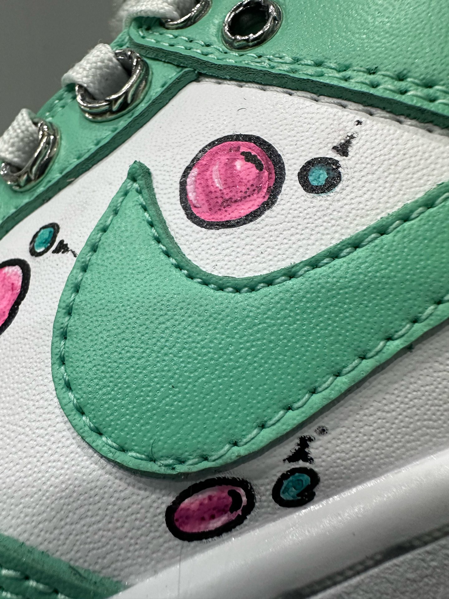 CH x Nike Dunk low x Matty boy - Light green all-hand-painted graffiti low-top sneakers