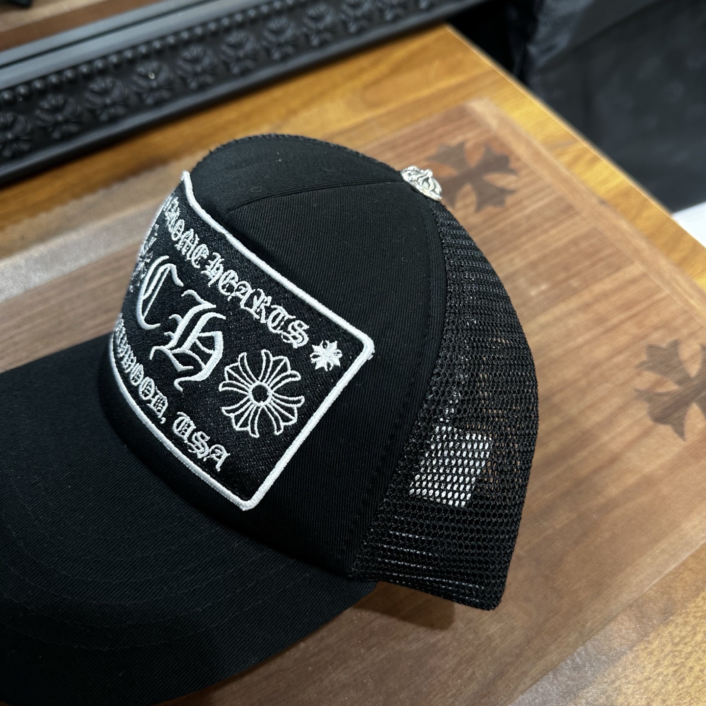 CH Black and White Lettered Sewn Baseball Cap