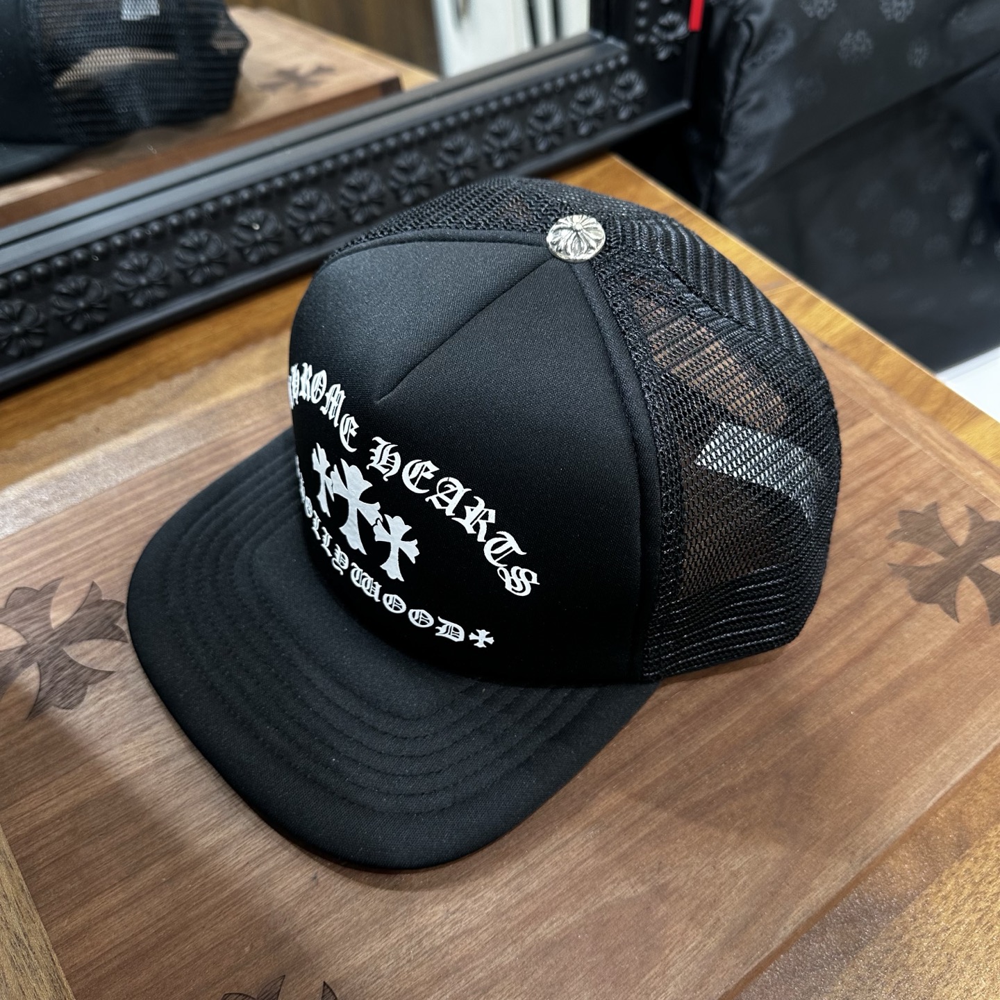 CH Three crosses in black and white font printed baseball cap